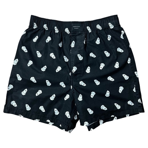 American Eagle XS Black Boxer Shorts Ghost Print Size 26–28 - Picture 1 of 3